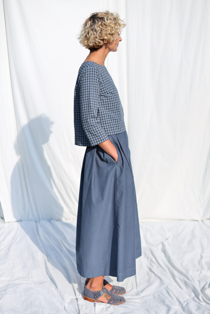 Needlecord Pleated Skirt in Duck Blue color - Image 3