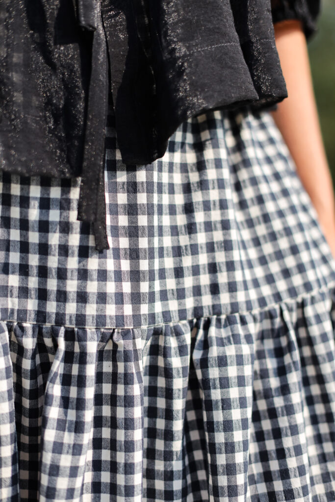 Elasticated waist tiered seersucker gingham skirt - Image 4