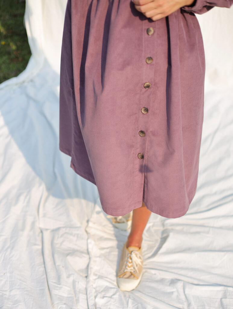 V-neck button through needlecord dress - Image 5