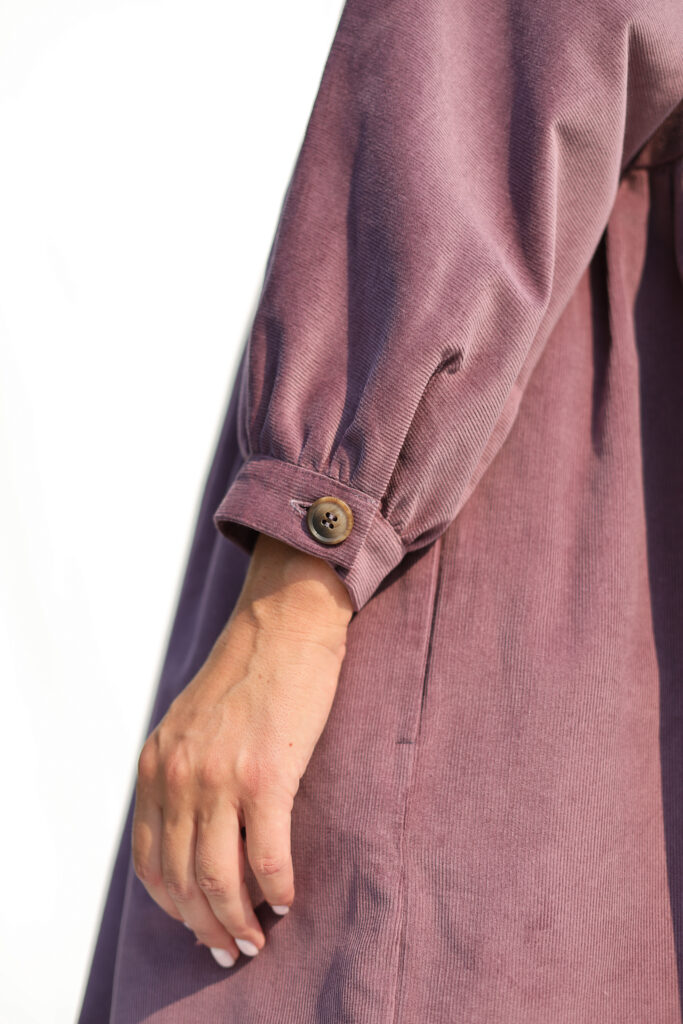 V-neck button through needlecord dress - Image 4