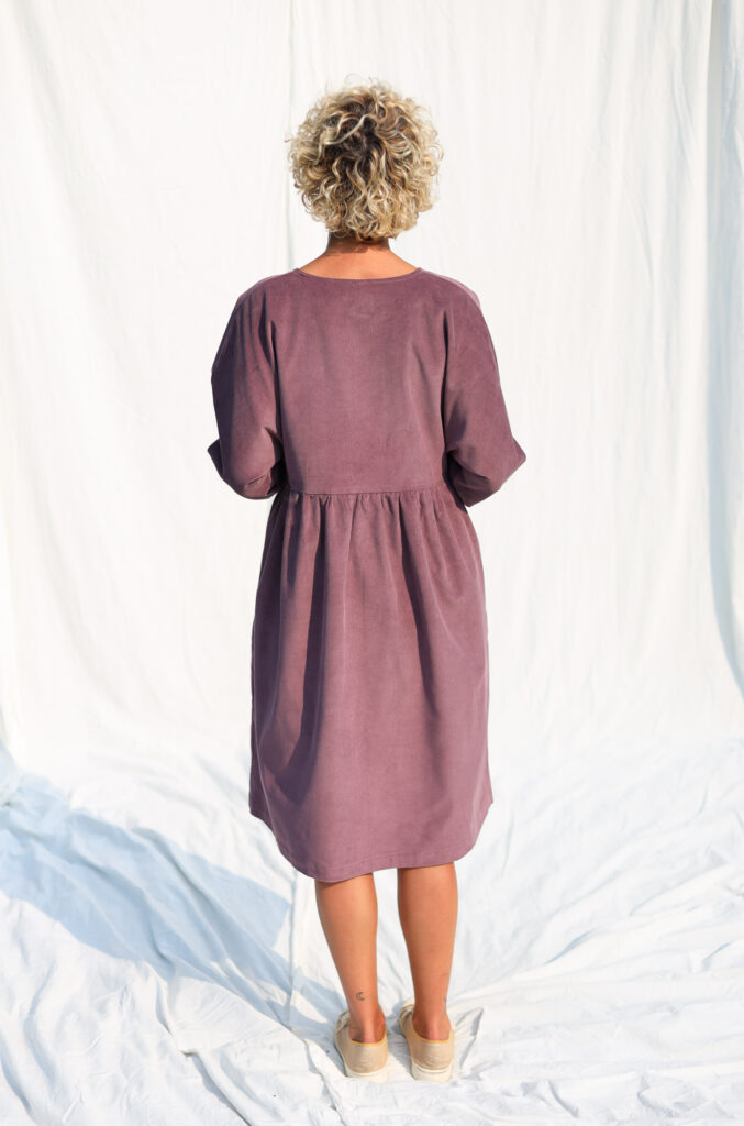 V-neck button through needlecord dress - Image 3