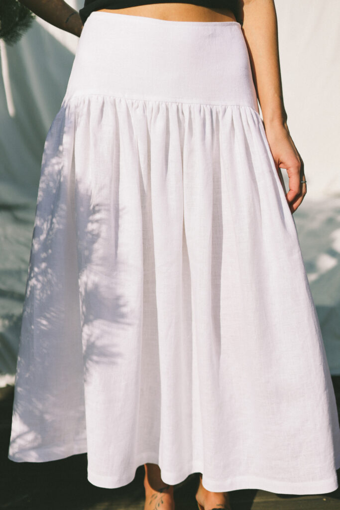 Yoke ruffle white linen skirt BRIGIT | Skirt | Sustainable clothing | OffOn clothing