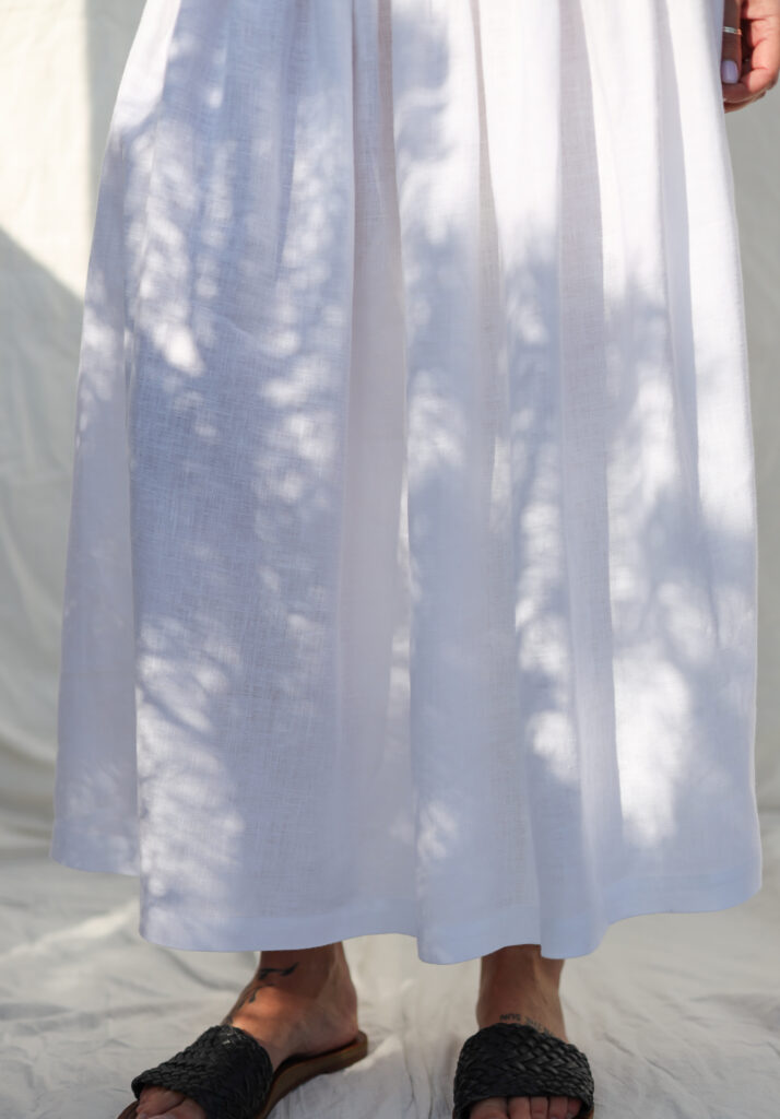Yoke ruffle white linen skirt BRIGIT - Image 2
