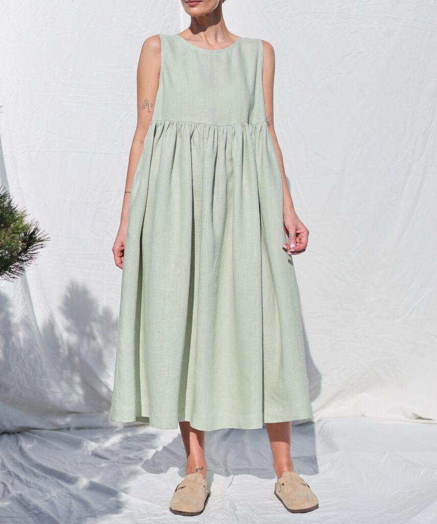 Sleeveless linen smock dress - Image 2