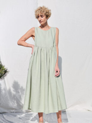 Sleeveless linen smock dress | Dress | Sustainable clothing | OffOn clothing