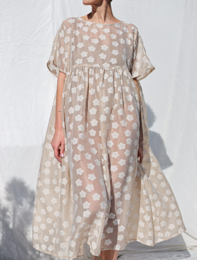 Floral oversized viscose organza dress SILVINA - Image 2