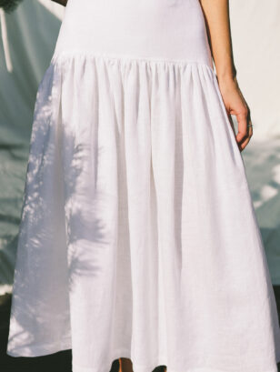 Yoke ruffle white linen skirt BRIGIT | Skirt | Sustainable clothing | OffOn clothing