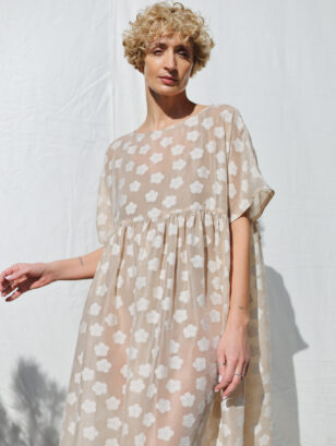 Floral oversized viscose organza dress SILVINA | Dress | Sustainable clothing | OffOn clothing