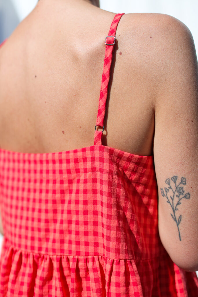 Adjustable straps glace cherry seersucker checks dress ELOISE - Image 3
