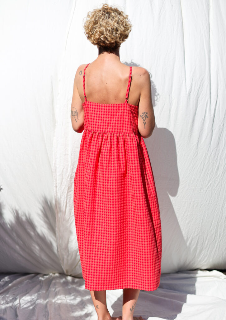 Adjustable straps glace cherry seersucker checks dress ELOISE - Image 2