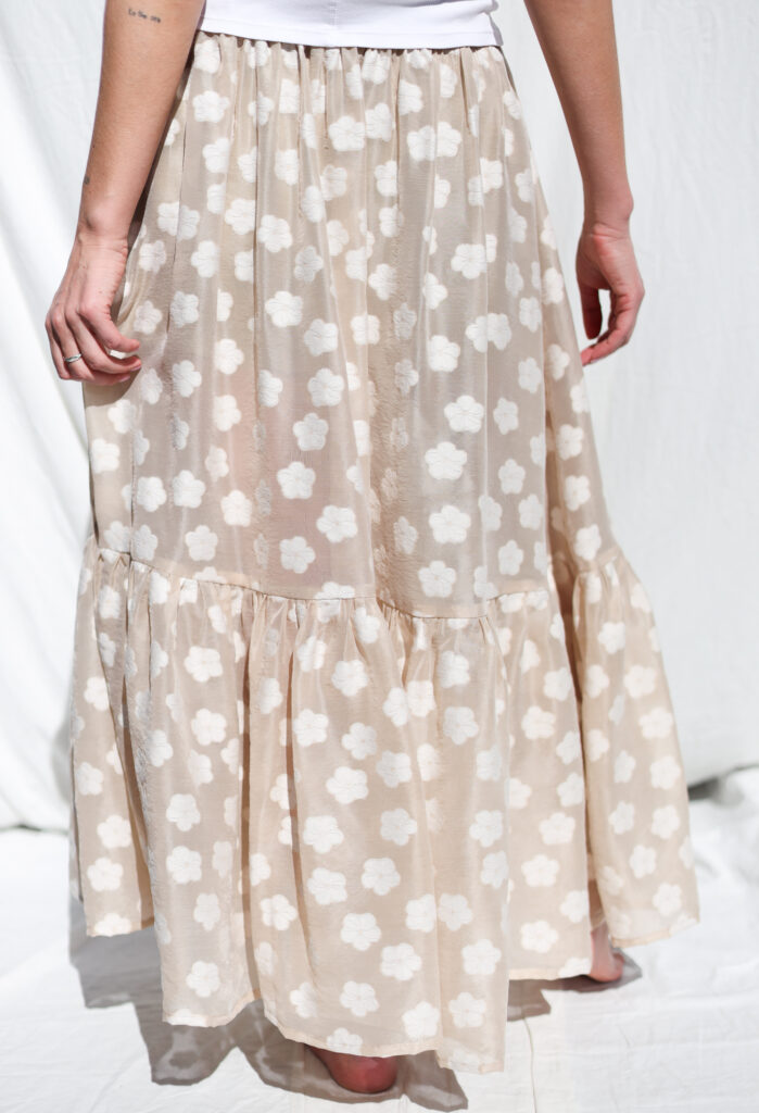 Floral viscose organza ruffled hem skirt with elasticated waist BLOOM - Image 4