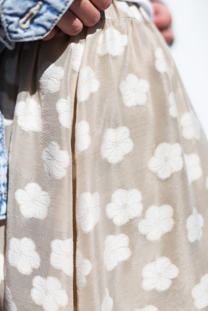 Floral viscose organza ruffled hem skirt with elasticated waist BLOOM - Image 3