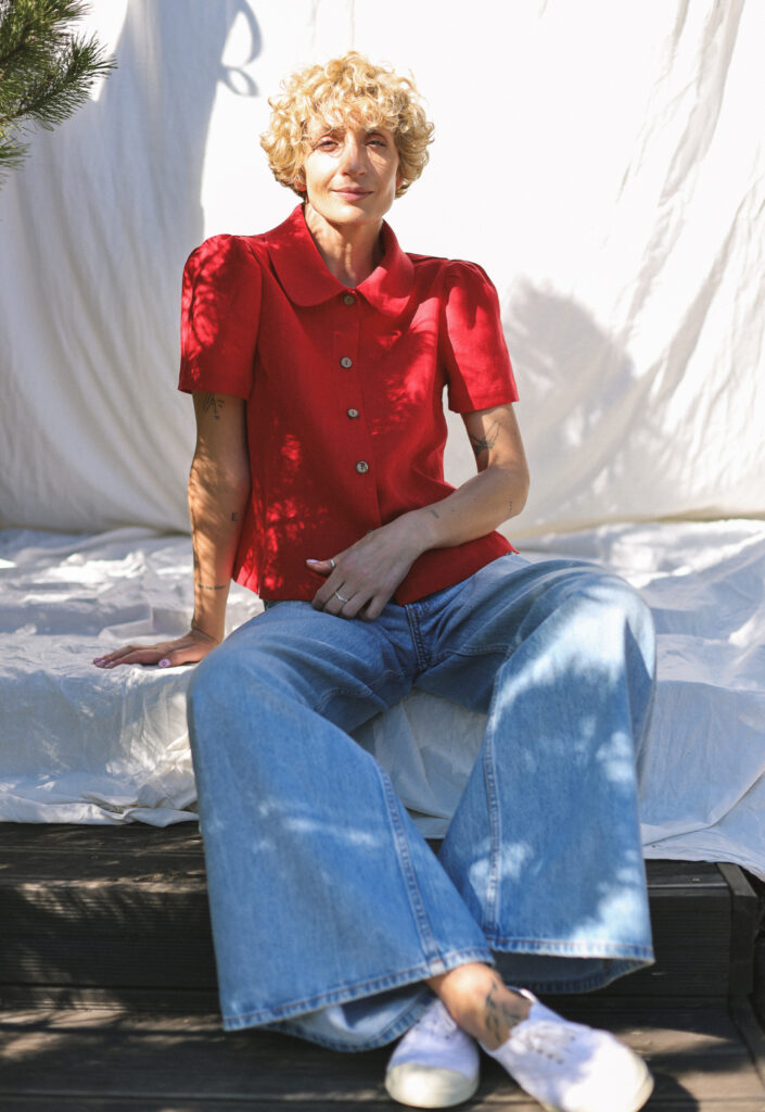 Button up Peter Pan collar linen top - Image 6