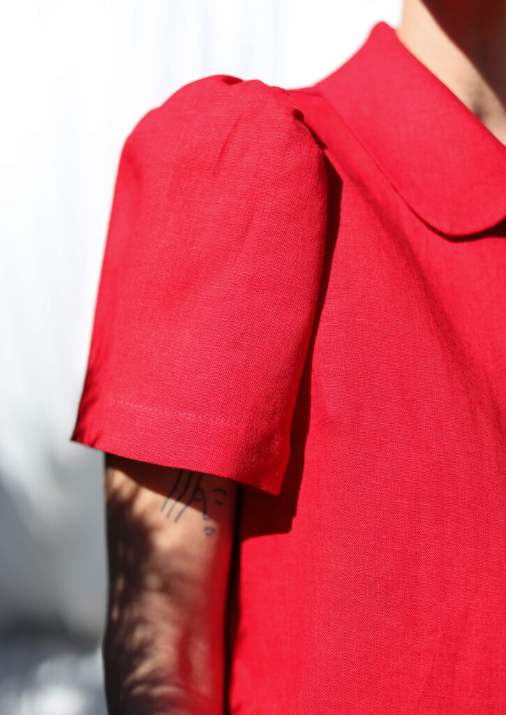 Button up Peter Pan collar linen top - Image 4