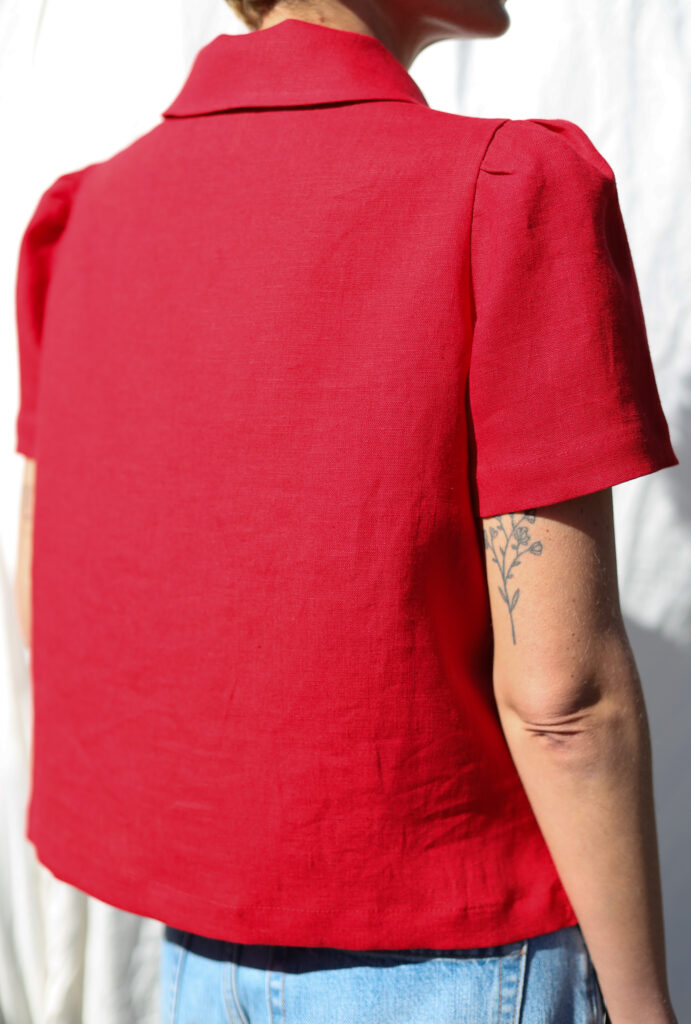 Button up Peter Pan collar linen top - Image 2