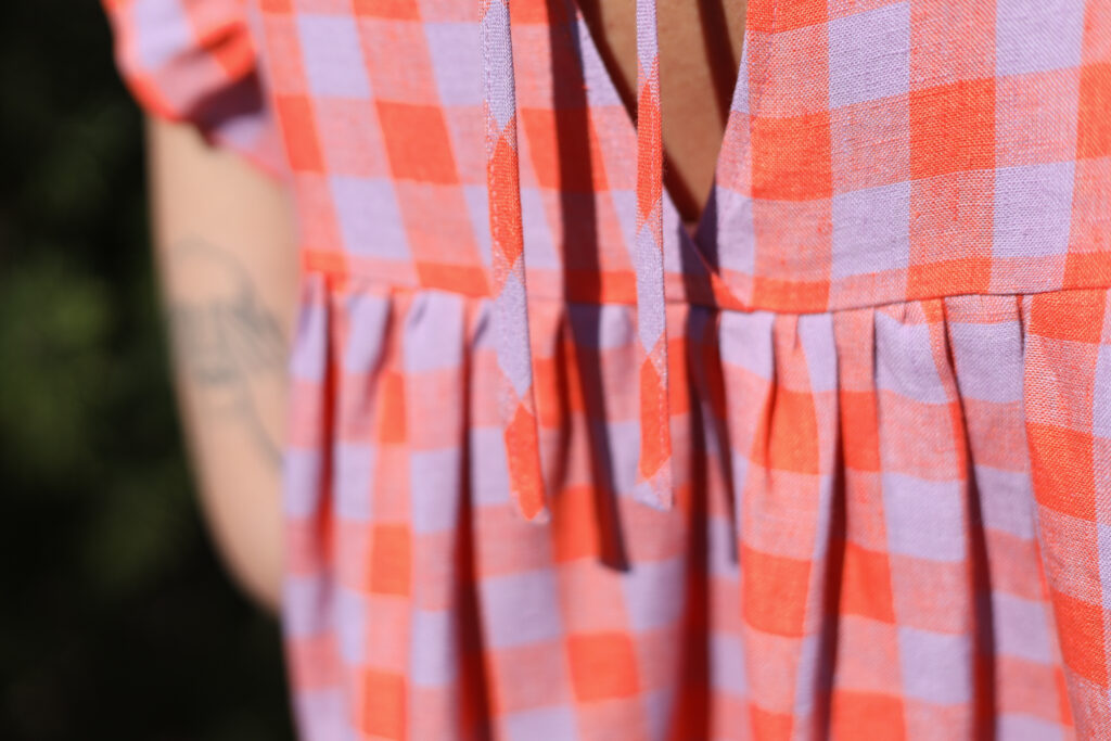 Flutter sleeves hand ruffled skirt linen dress AMANDA - Image 5