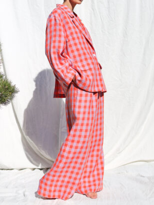 Checkered linen wide leg palazzo pants​​​ | Dress | Sustainable clothing | ManInTheStudio