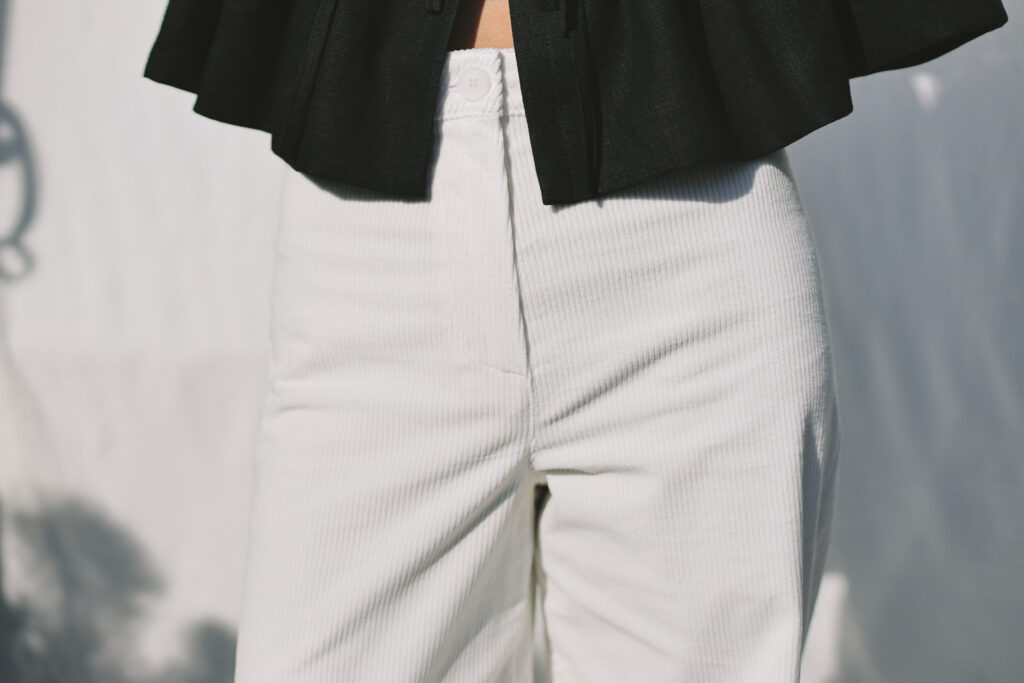 Ecru needlecord high waist wide leg trousers LUNA - Image 4