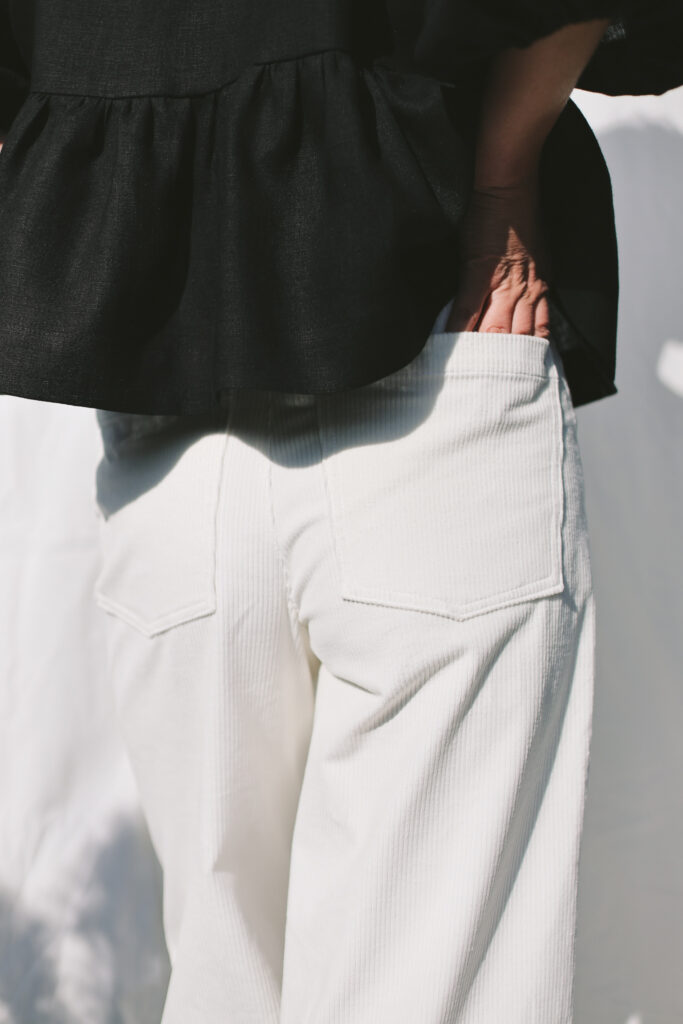 Ecru needlecord high waist wide leg trousers LUNA - Image 3