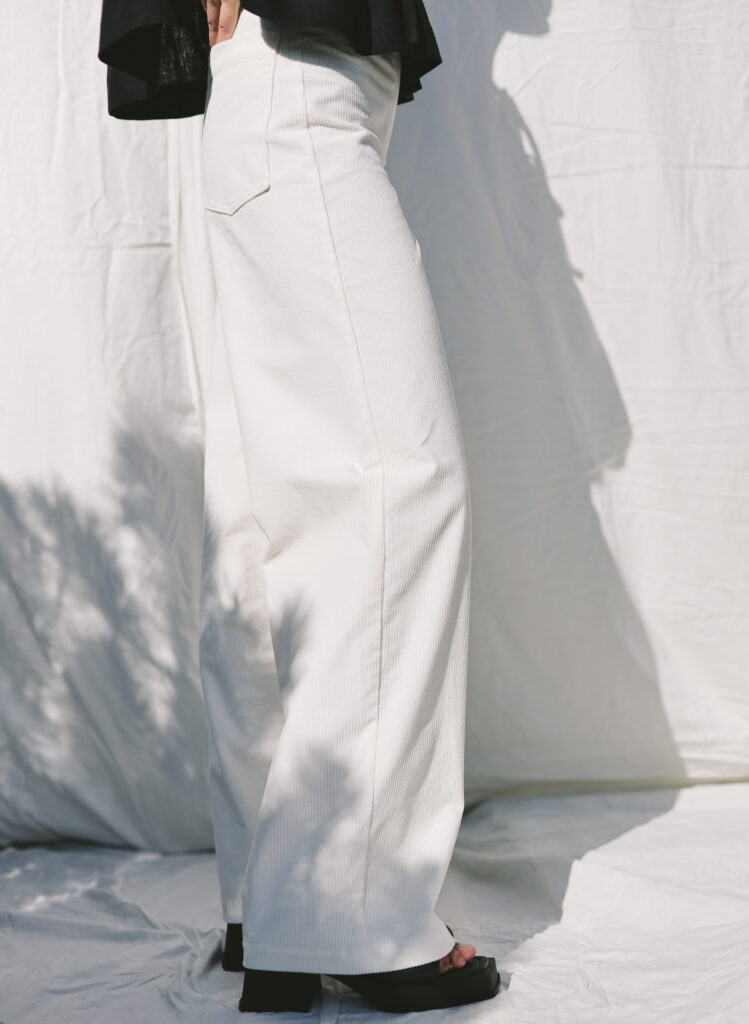 Ecru needlecord high waist wide leg trousers LUNA - Image 2