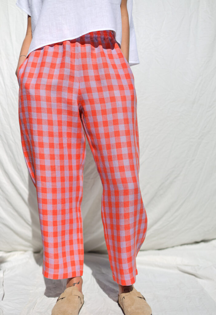 Checkered linen balloon trousers VIVIAN - Image 3