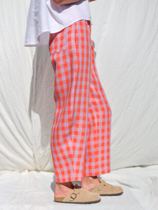 Checkered linen balloon trousers VIVIAN | Trousers | Sustainable clothing | OffOn clothing