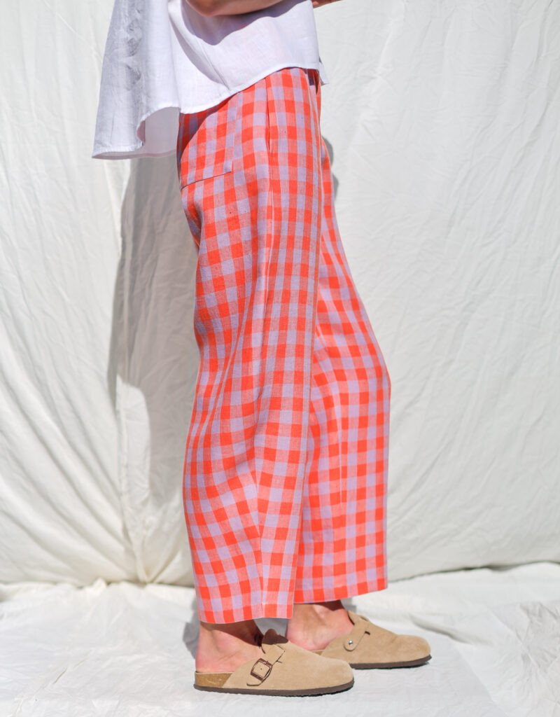 Checkered linen balloon trousers VIVIAN | Trousers | Sustainable clothing | OffOn clothing