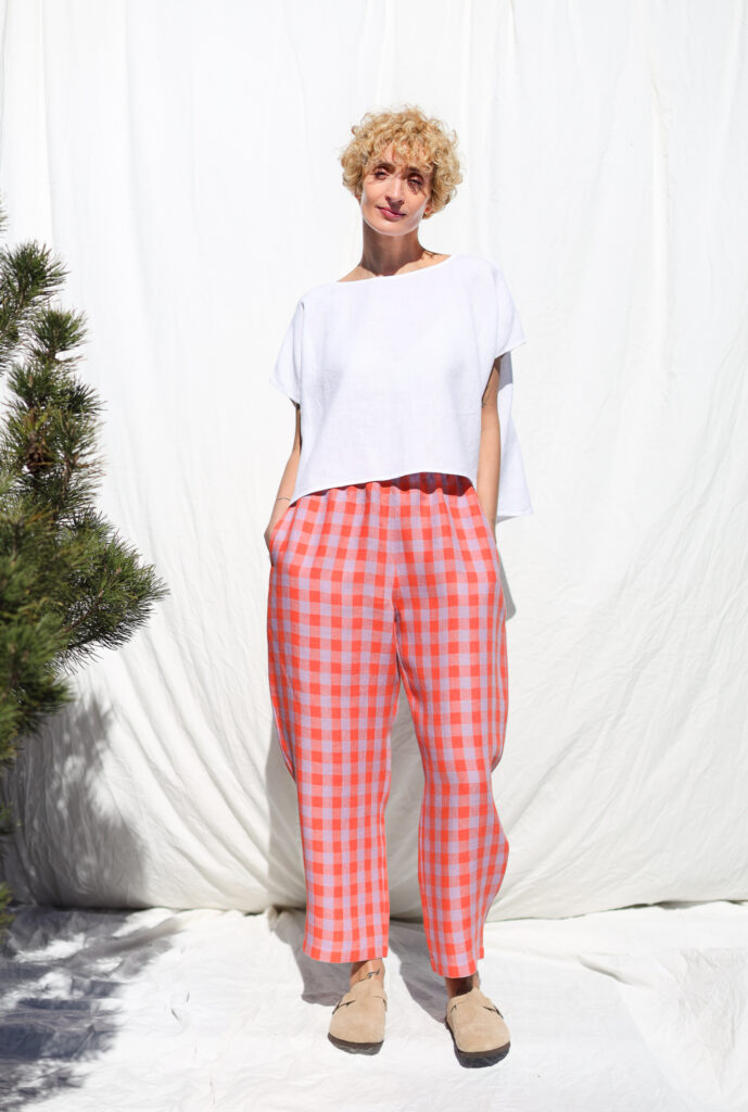 Checkered linen balloon trousers VIVIAN - Image 1