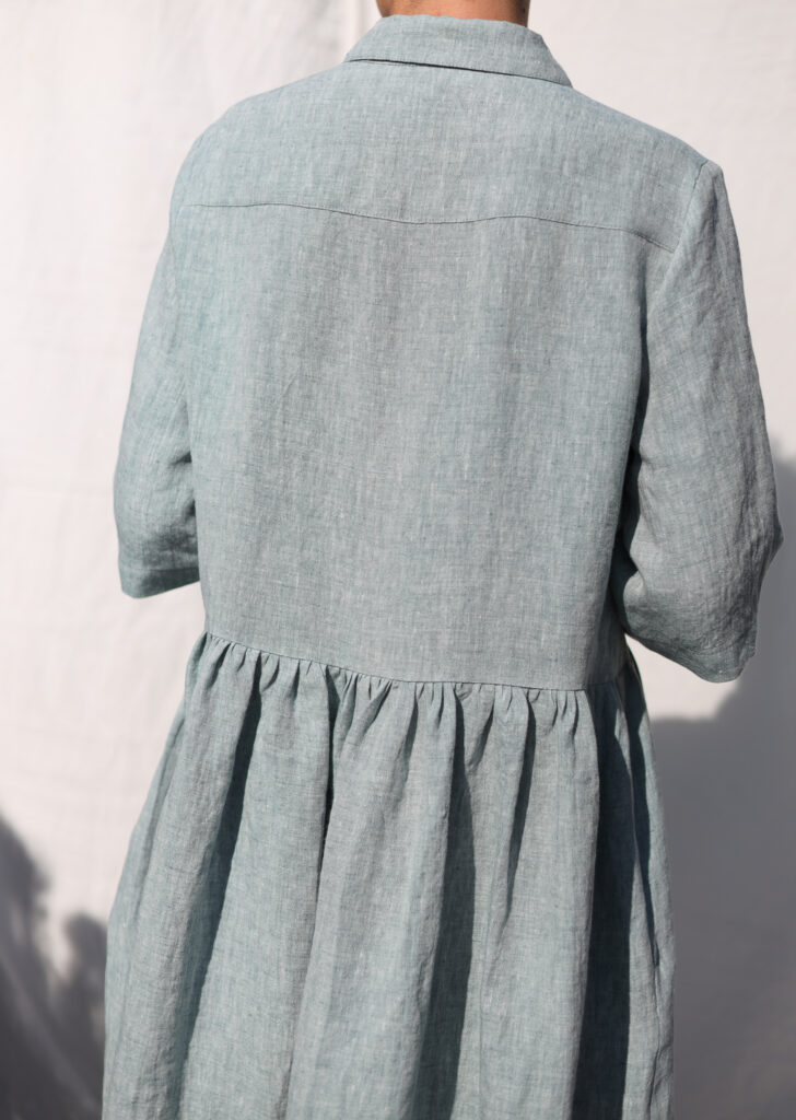 Flowy linen shirt dress with tie belt - Image 4
