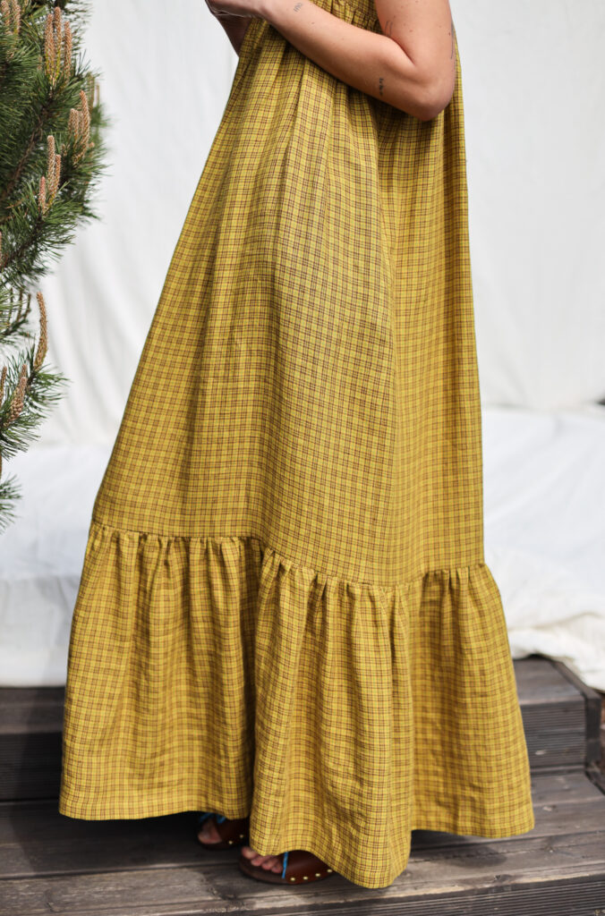 Linen flutter sleeves dress with tie BASILE - Image 7