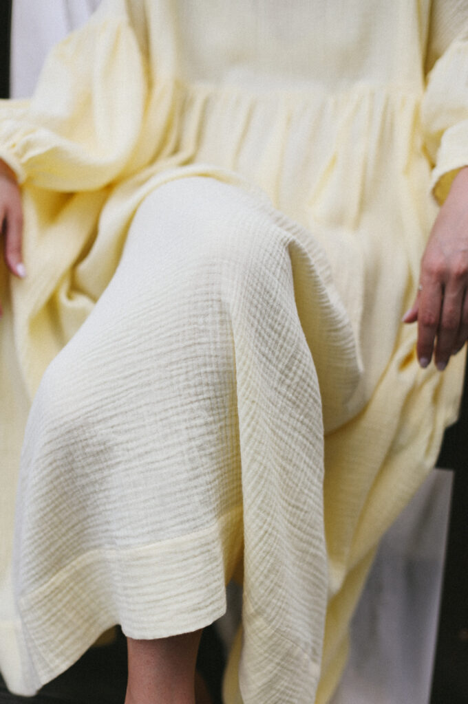 Oversized double gauze dress GRETA in vanilla color - Image 4