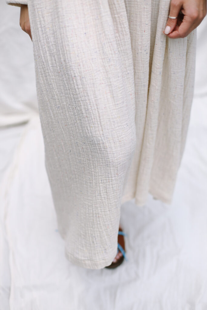 Oversized double gauze dress GRETA in melange ice cream color - Image 1