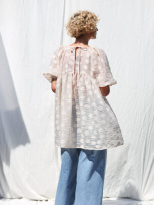 Floral organza puffy sleeves MINI tunic dress | Dress | Sustainable clothing | OffOn clothing