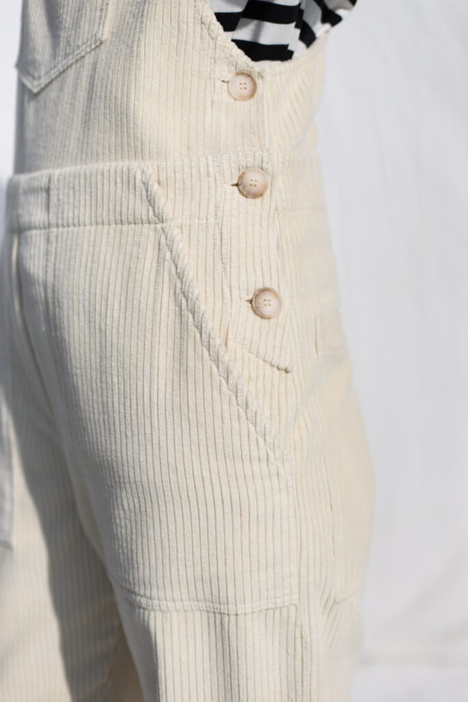 Casual ivory corduroy dungarees DOROTHY - Image 5
