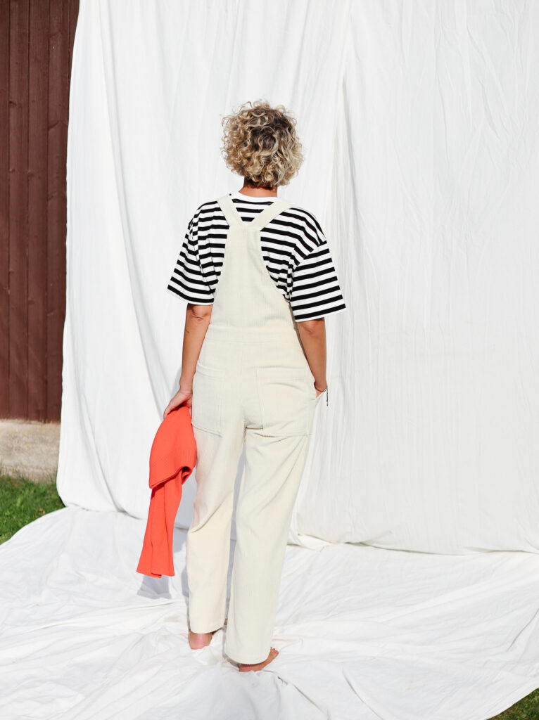 Casual ivory corduroy dungarees DOROTHY - Image 2