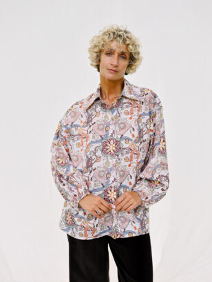 Oversized Tana Lawn Cotton Shirt ELIAN in Abstract Print | Shirts | Sustainable clothing | OffOn clothing