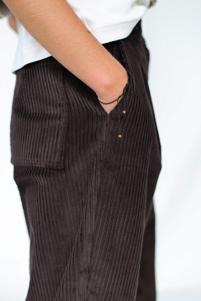 Boxy tapered leg wide wale cord trousers in dark brown - Image 3