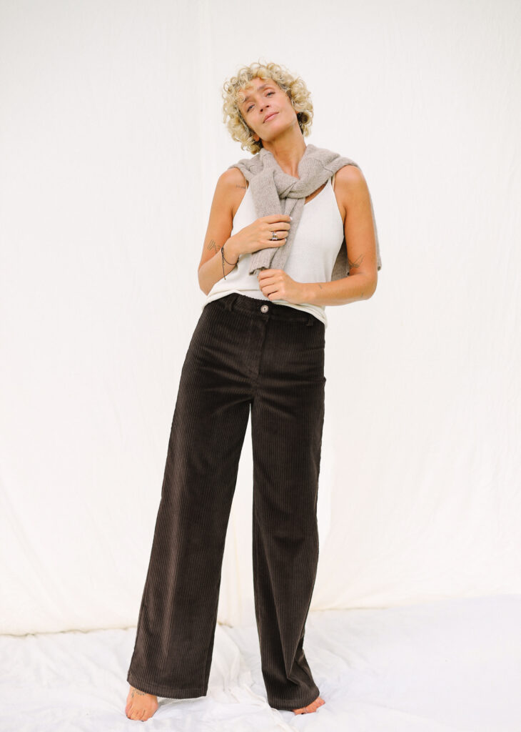 Wide Leg Dark Brown Wide Wale Cord Pants LUNA - Image 6