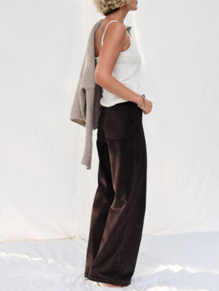 Wide Leg Dark Brown Wide Wale Cord Pants LUNA | Trousers | Sustainable clothing | OffOn clothing