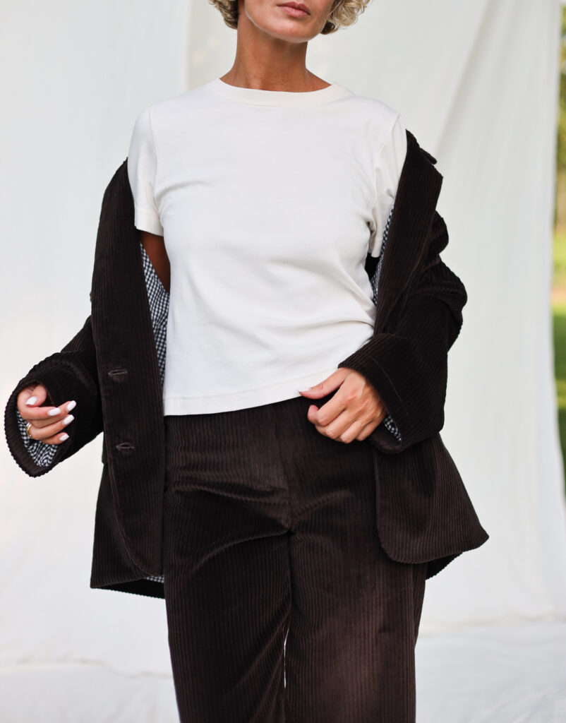 Oversized Dark Brown Cord Blazer - Image 3