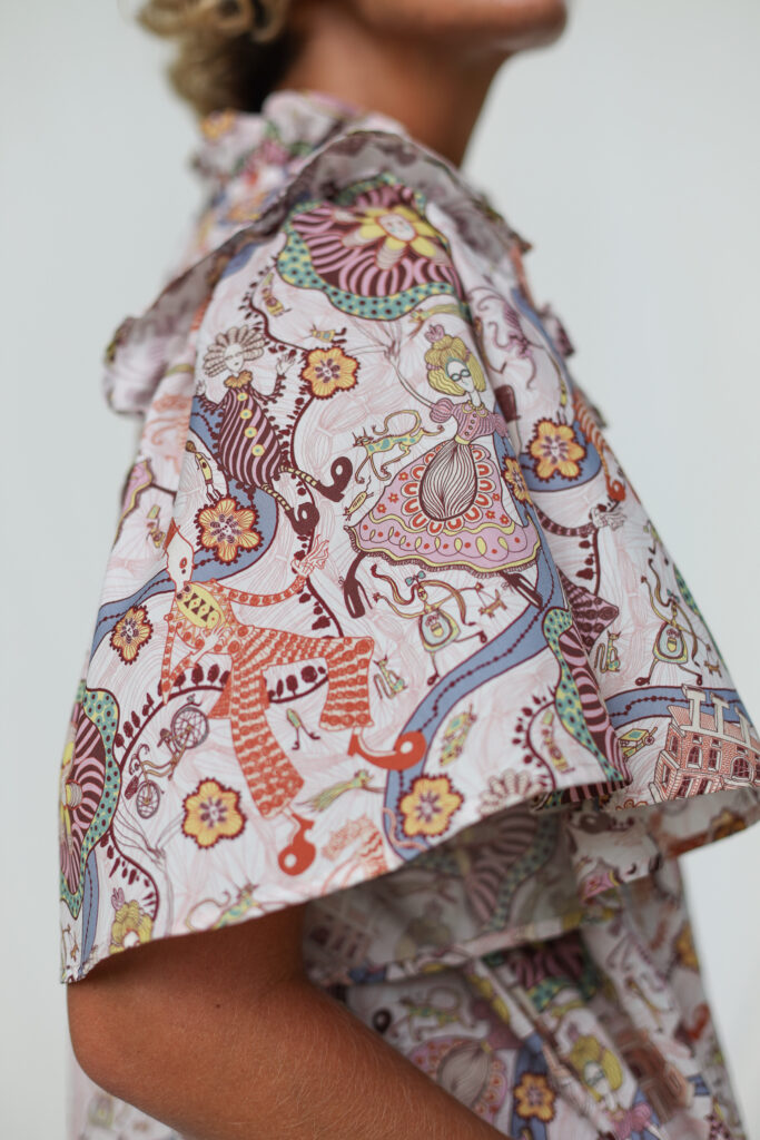 Ruffled Neck A-line Tiered Dress In Silky Tana Lawn Cotton - Image 2