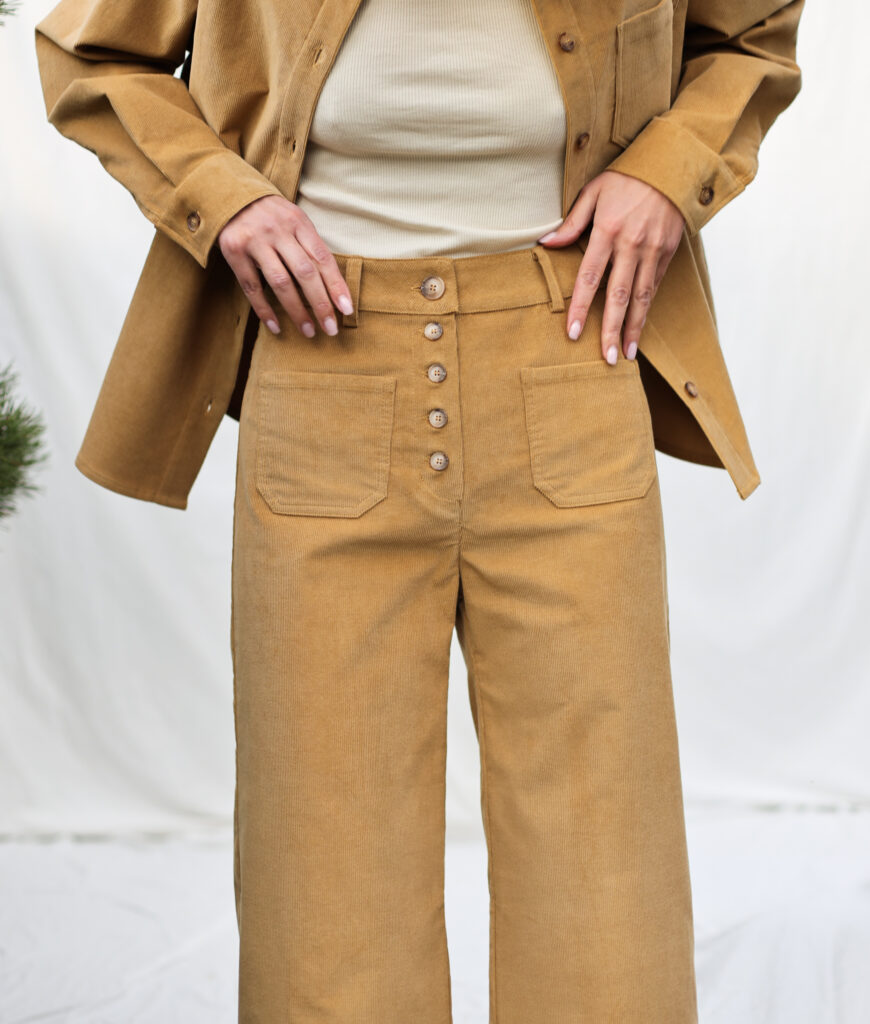 Cropped Needlecord Pants with Patch Pockets - Image 3