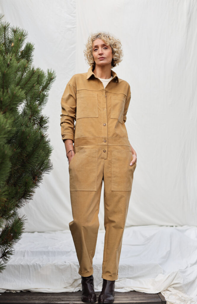 Needlecord utility jumpsuit with long sleeve AMBRE - Image 5