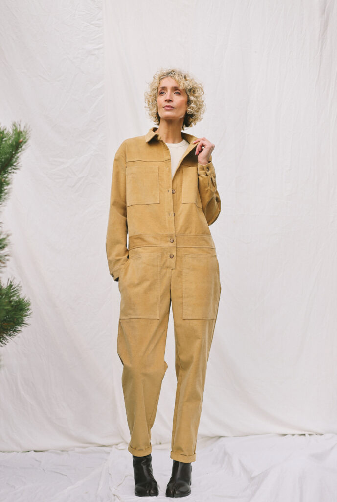 Needlecord utility jumpsuit with long sleeve AMBRE | Jumpsuit | Sustainable clothing | OffOn clothing