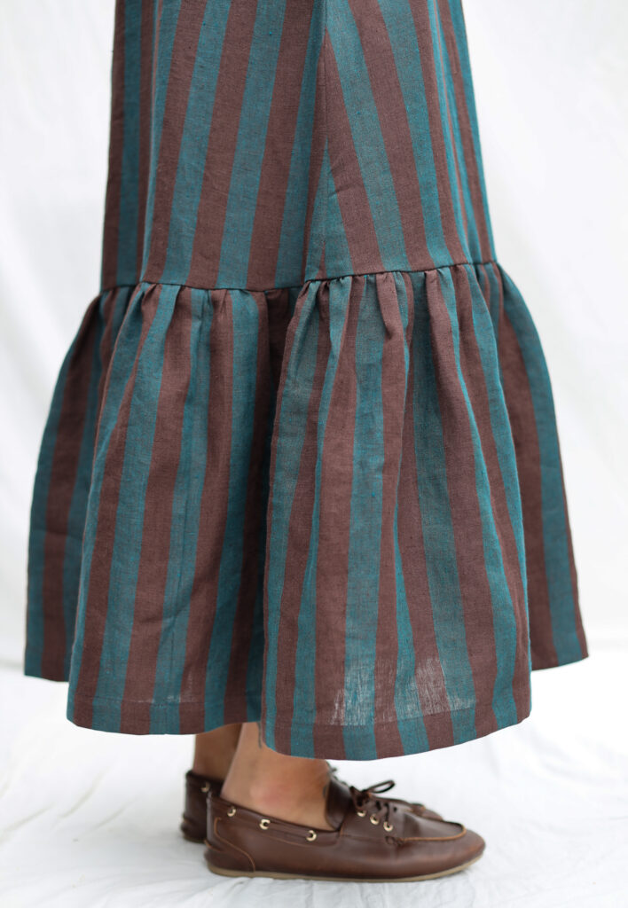 Linen Sleeveless Adjustable Strap Dress With Ruffled Hem - Image 2
