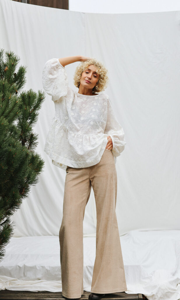 Wide Flared Leg High Waist Cord Trousers | Trousers | Sustainable clothing | OffOn clothing