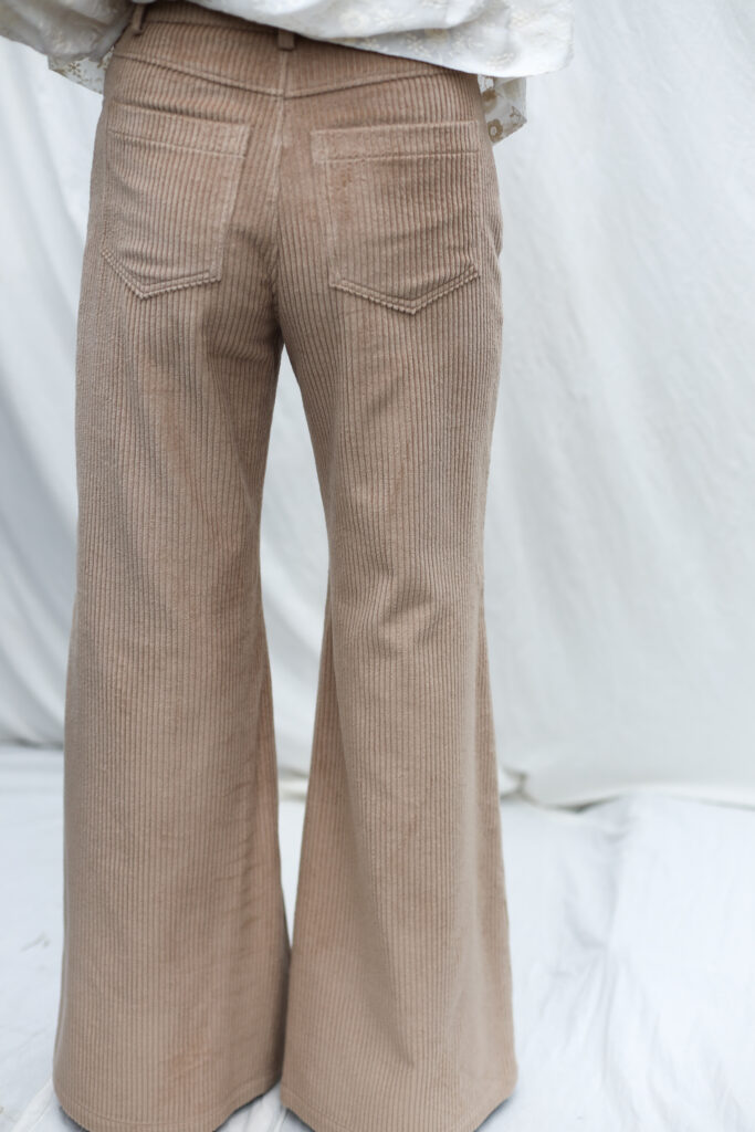 Wide Flared Leg High Waist Cord Trousers - Image 4