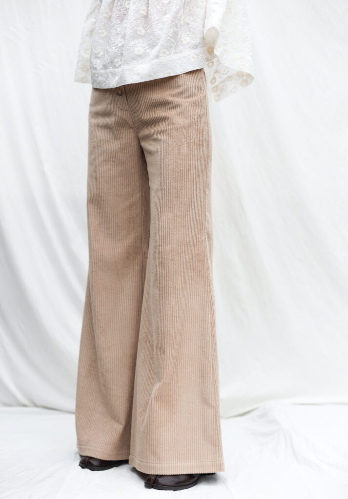 Wide Flared Leg High Waist Cord Trousers - Image 3