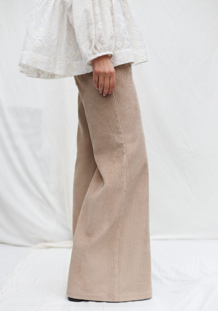 Wide Flared Leg High Waist Cord Trousers - Image 1
