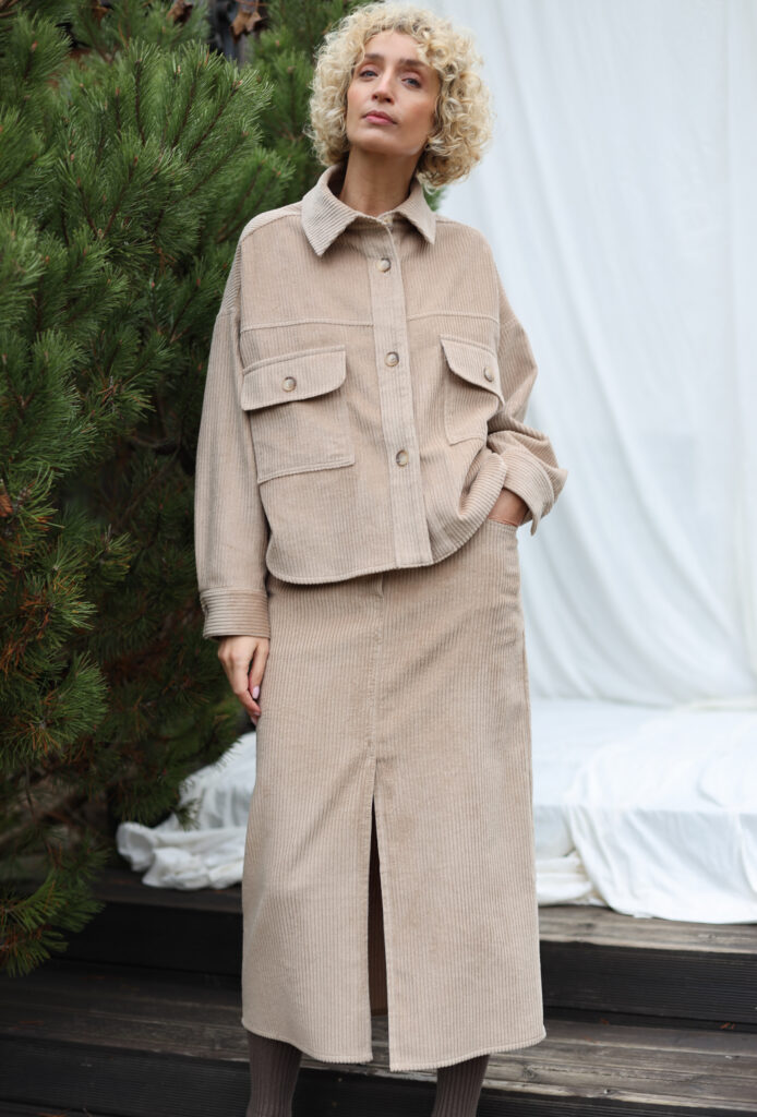 Oversized Wide Wale Cord Jacket in Sand Color | Jacket | Sustainable clothing | OffOn clothing